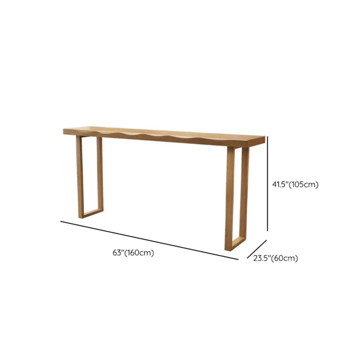 Scandinavian Wood Bar Table with Wave Edge — Table Only