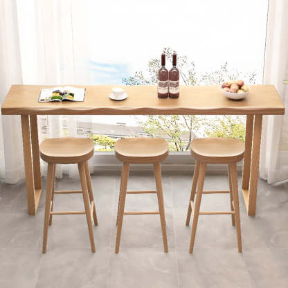 Scandinavian Wood Bar Table with Wave Edge — Table Only