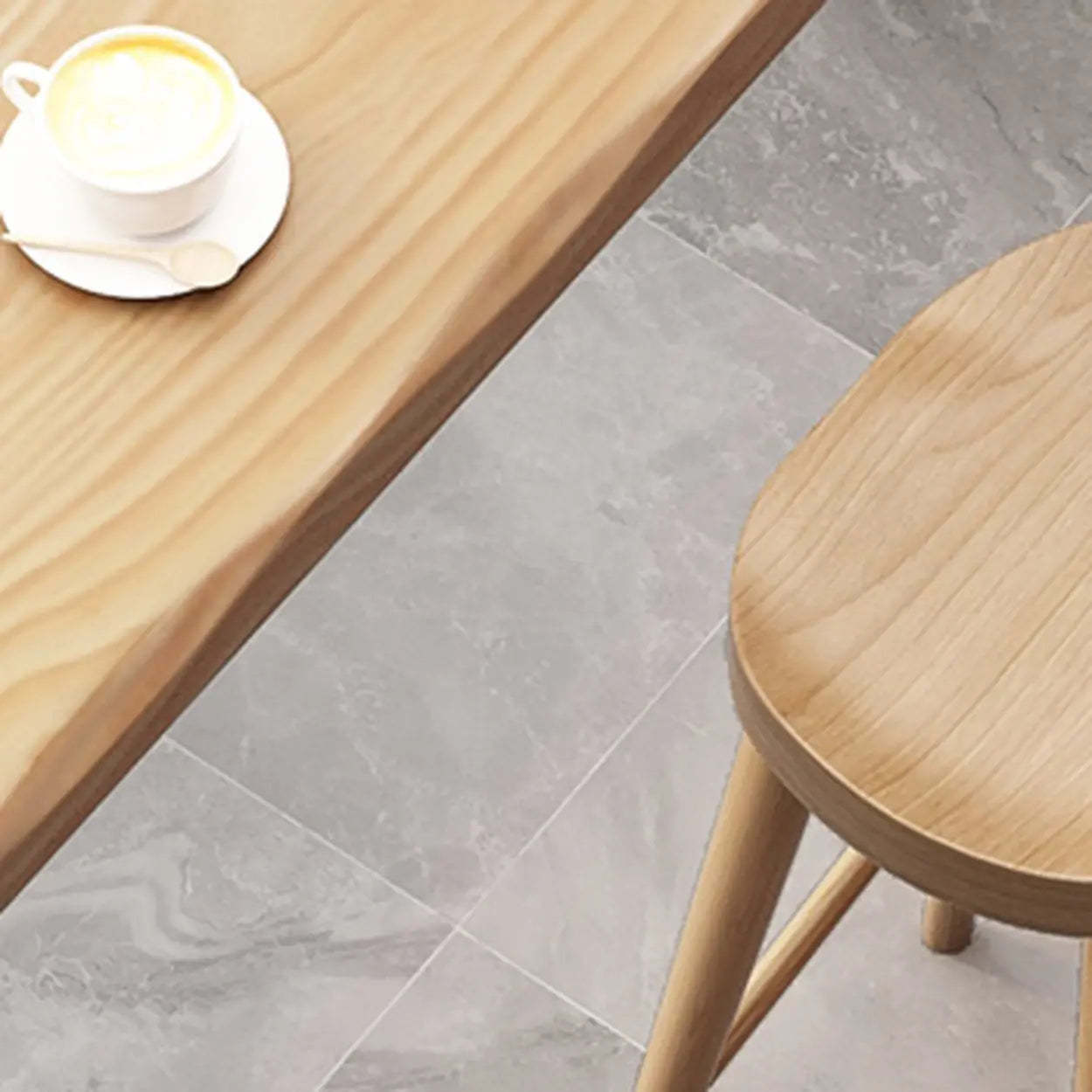 Scandinavian Wood Bar Table with Wave Edge — Table Only