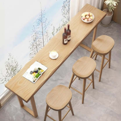 Scandinavian Wood Bar Table with Wave Edge — Table Only
