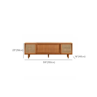 Scandinavian Natural Rectangular Wood TV Stand with Shelf