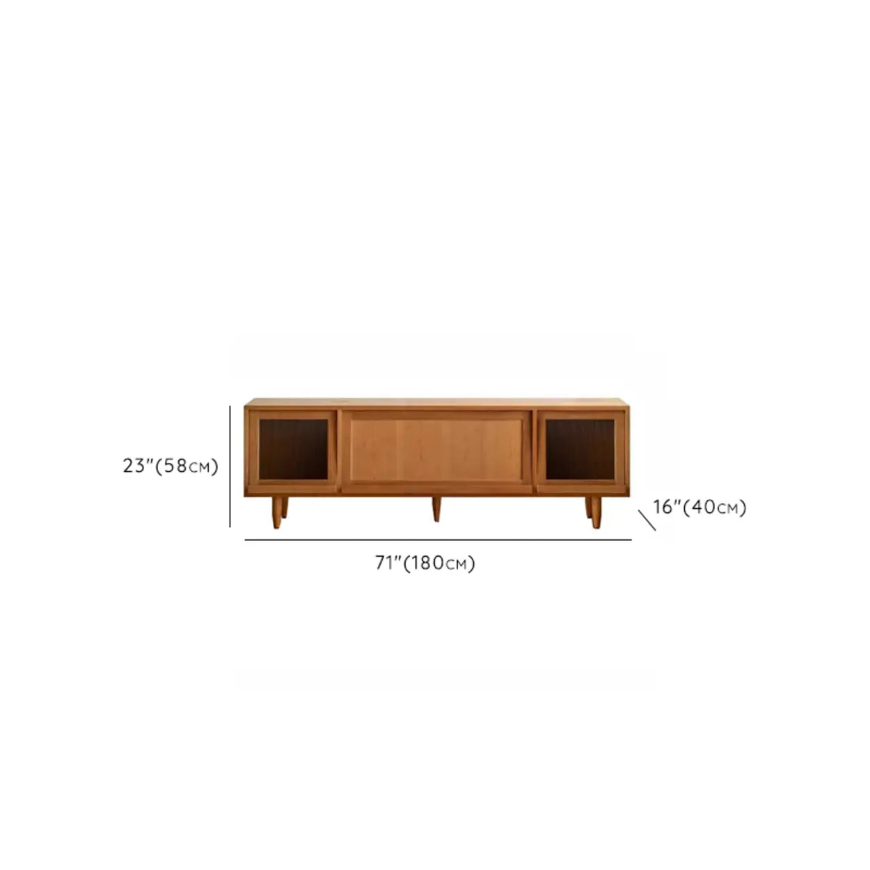 Scandinavian Natural Rectangular Wood TV Stand with Shelf