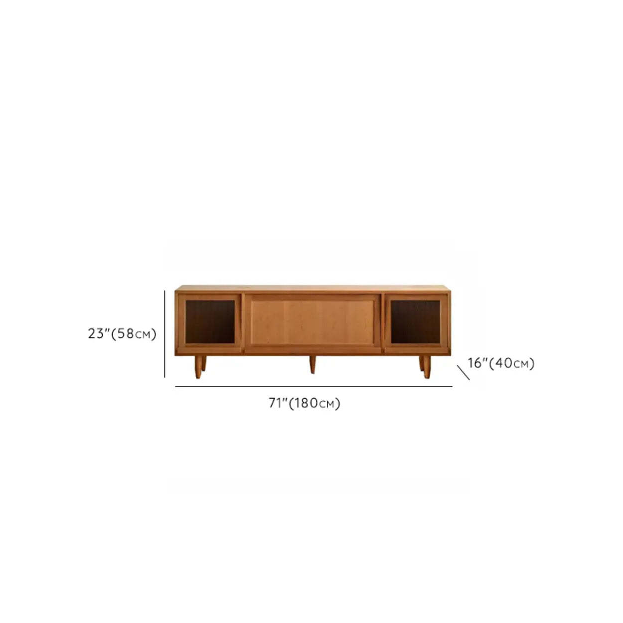 Scandinavian Natural Rectangular Wood TV Stand with Shelf