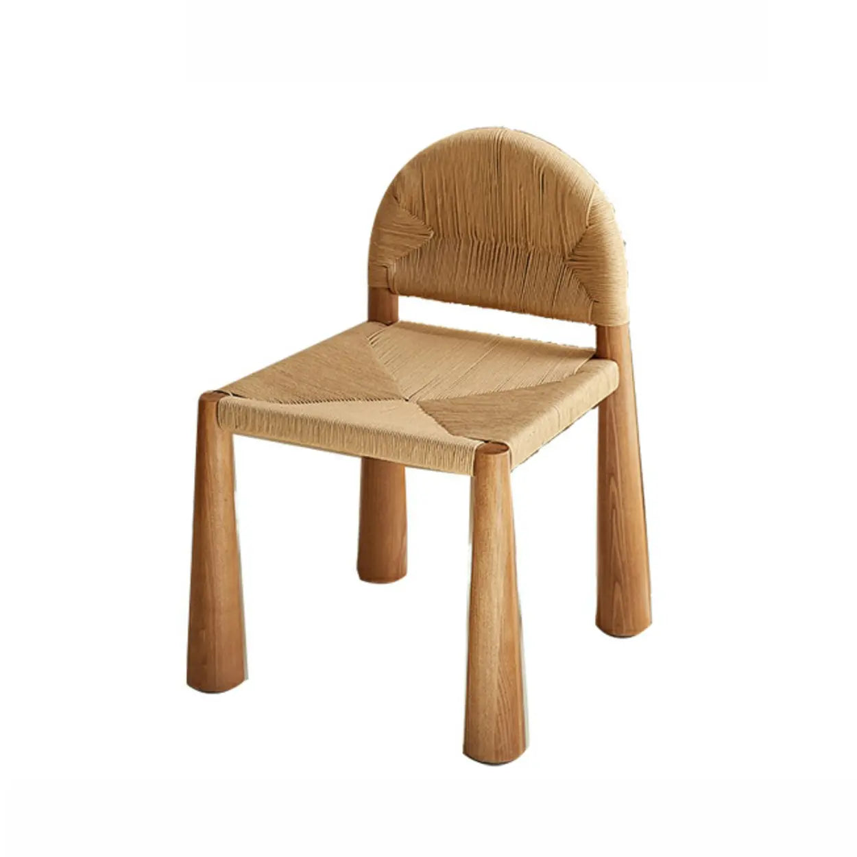Scandinavian Natural Wood Woven Dining Chair — Cherry Wood