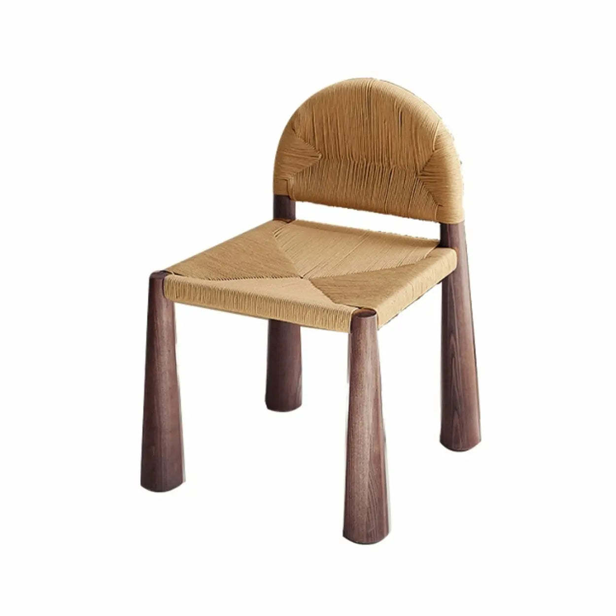 Scandinavian Natural Wood Woven Dining Chair — Nut-Brown