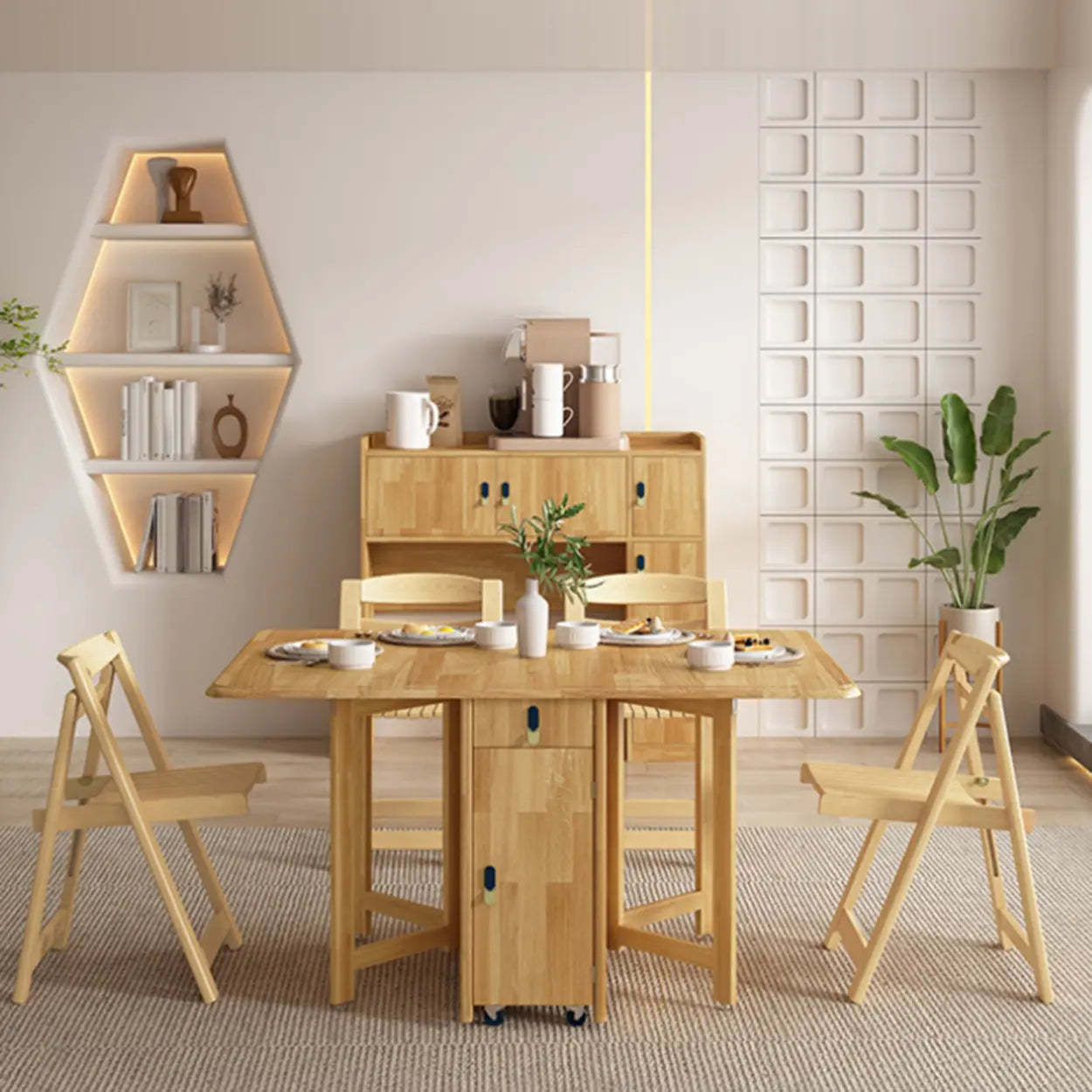 Scandinavian Natural Wood Rectangular Dining Table