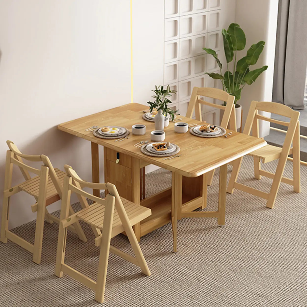 Scandinavian Natural Wood Rectangular Dining Table — Table Only