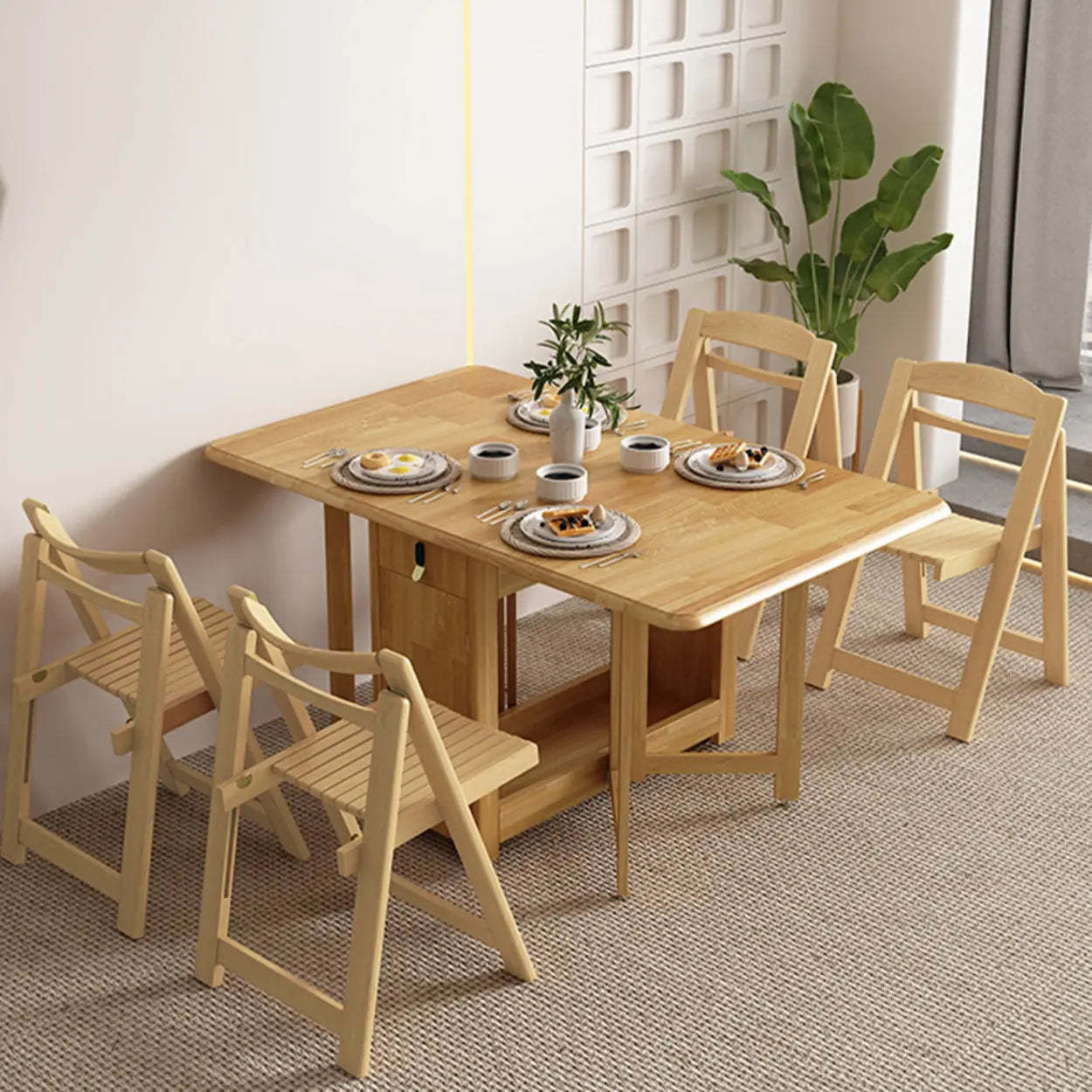 Scandinavian Natural Wood Rectangular Dining Table — Table Only
