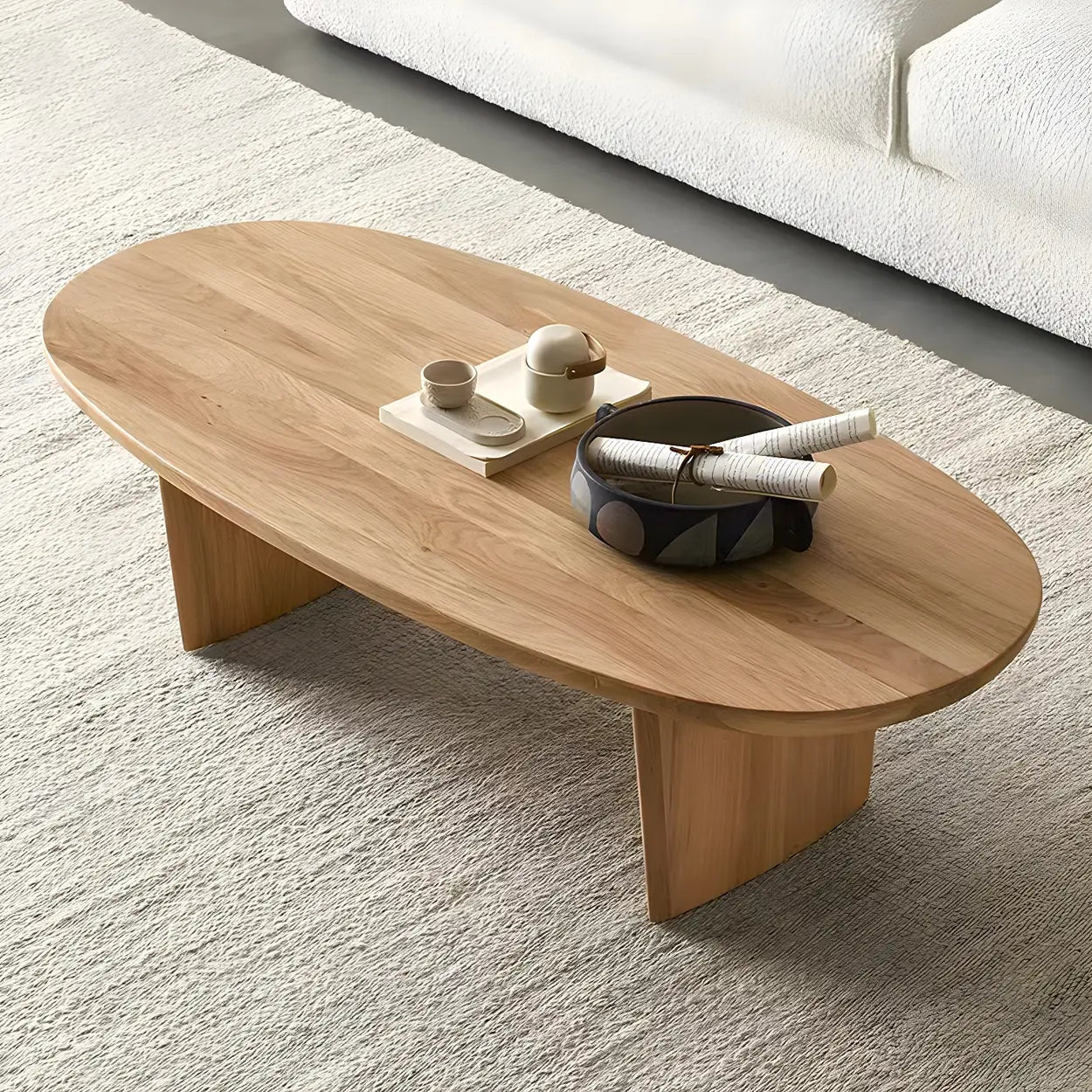 Scandinavian Oval Manufactured Wood Coffee Table