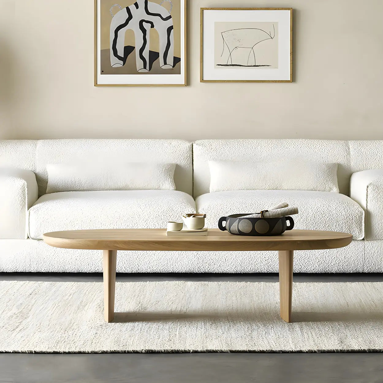 Scandinavian Oval Manufactured Wood Coffee Table — Black