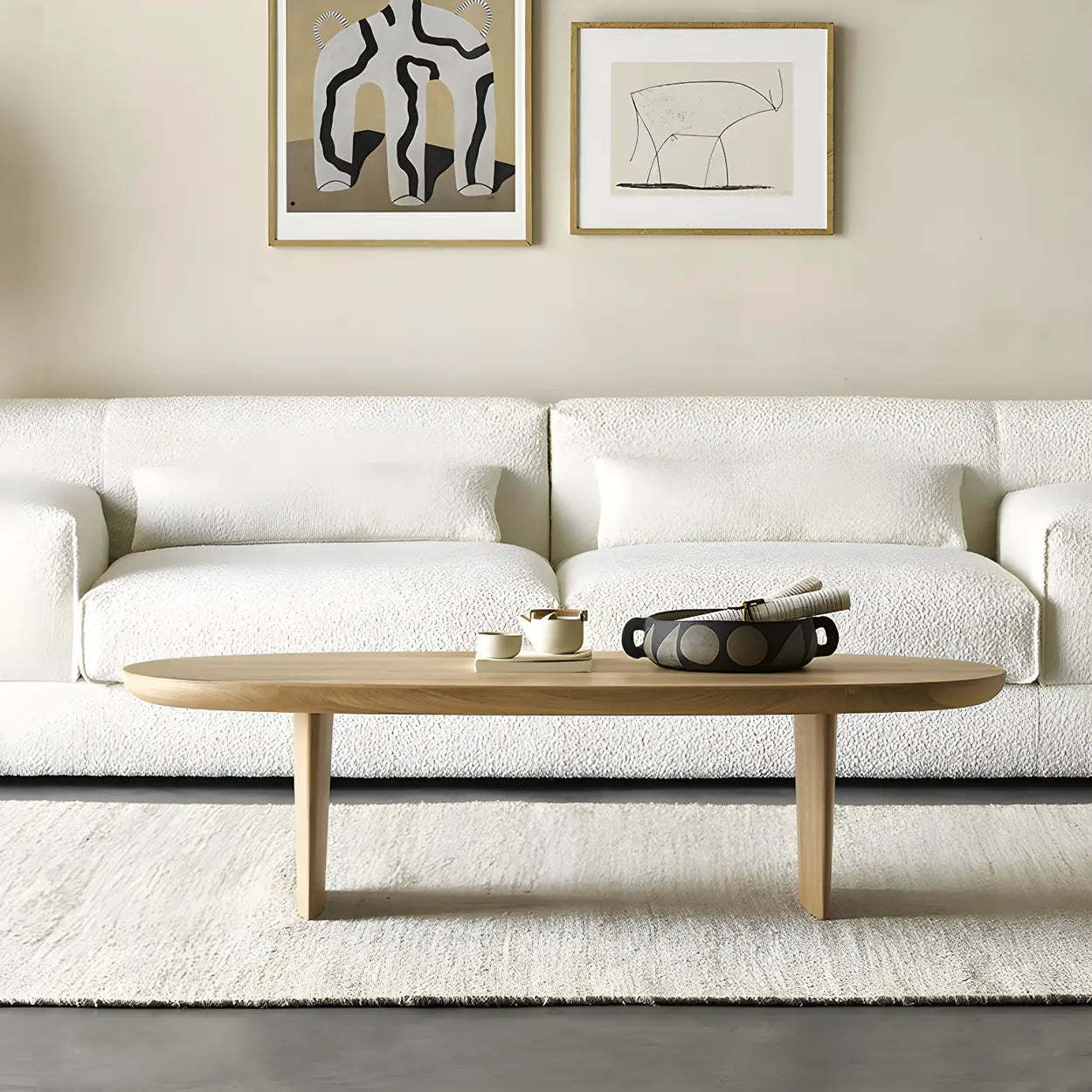 Scandinavian Oval Manufactured Wood Coffee Table — Black