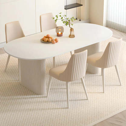 Scandinavian Oval White Stone Dining Table — Table Only