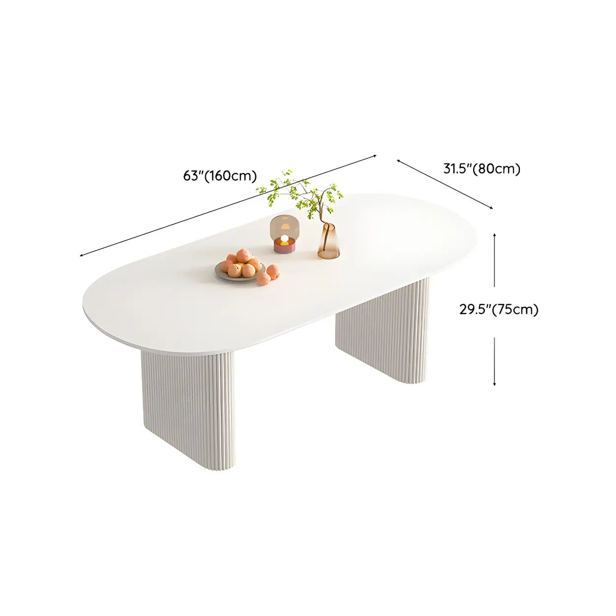 Scandinavian Oval White Stone Dining Table