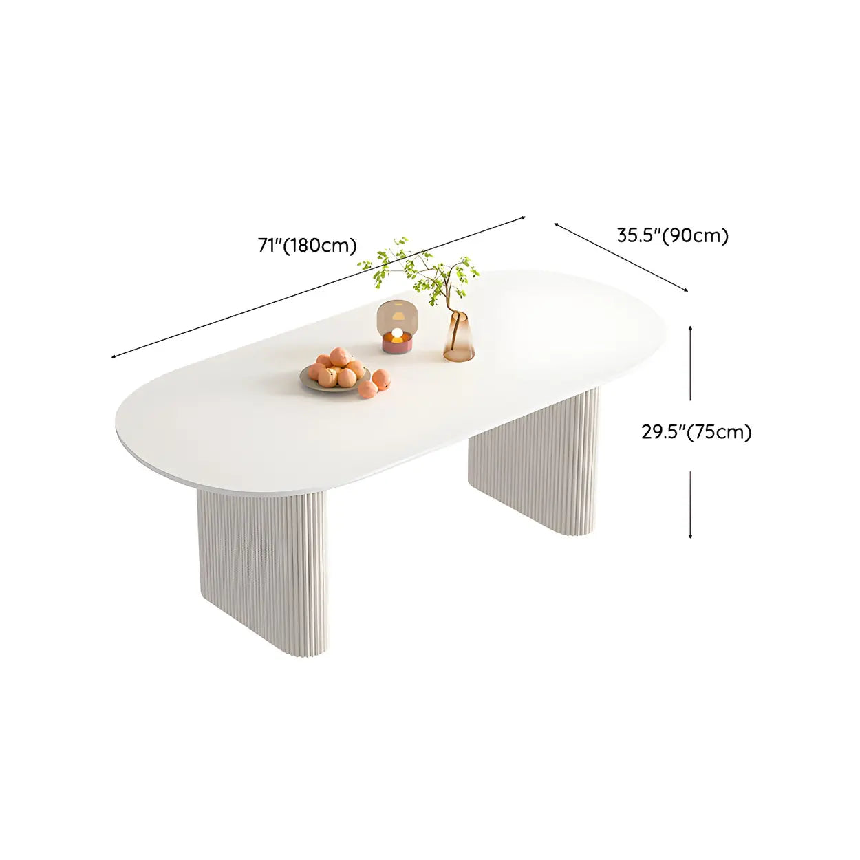 Scandinavian Oval White Stone Dining Table