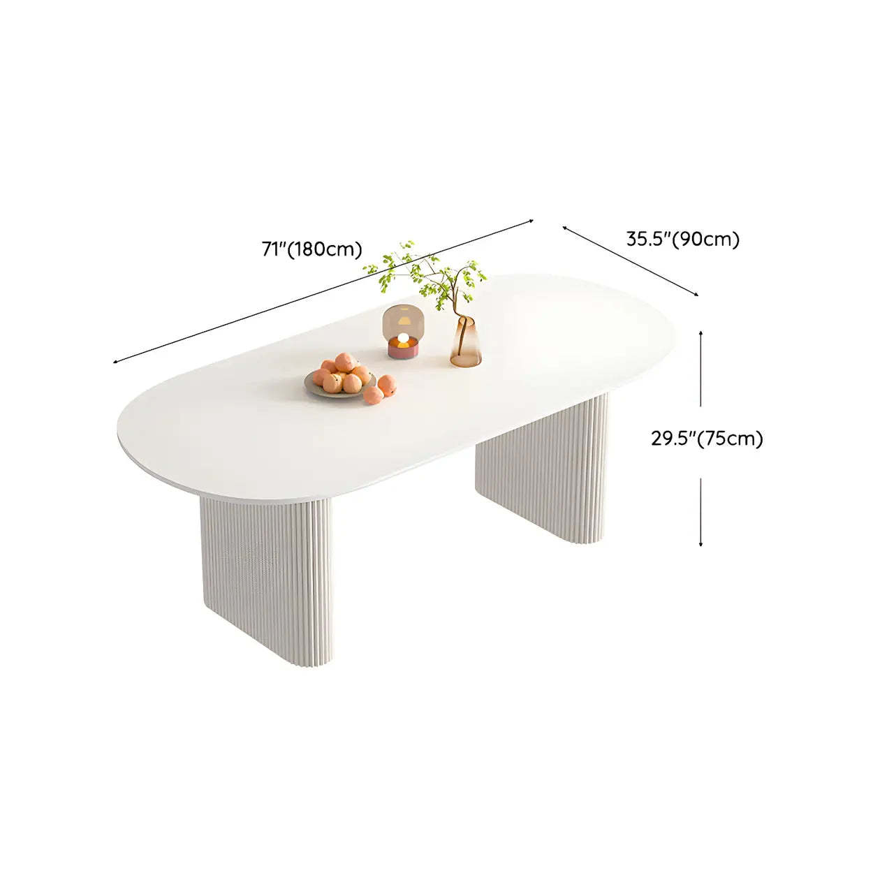 Scandinavian Oval White Stone Dining Table