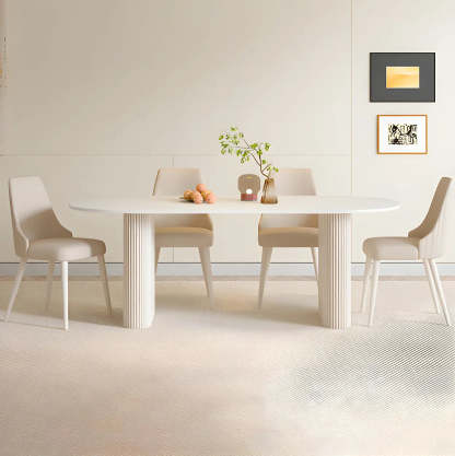 Scandinavian Oval White Stone Dining Table — Table Only