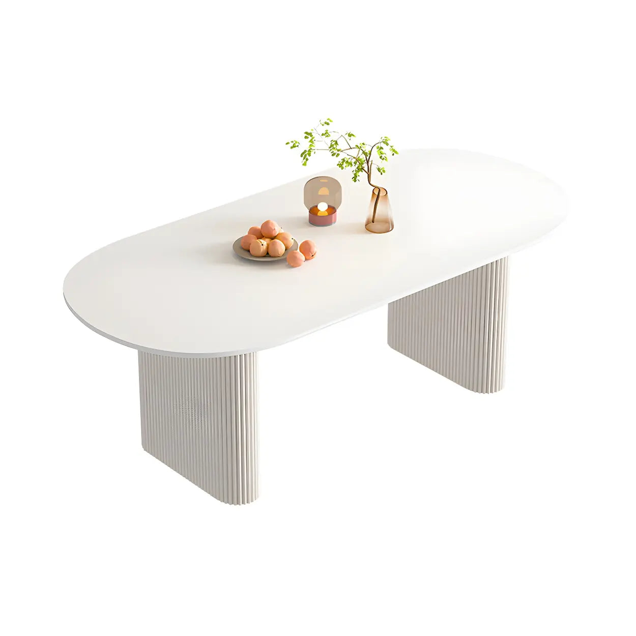 Scandinavian Oval White Stone Dining Table