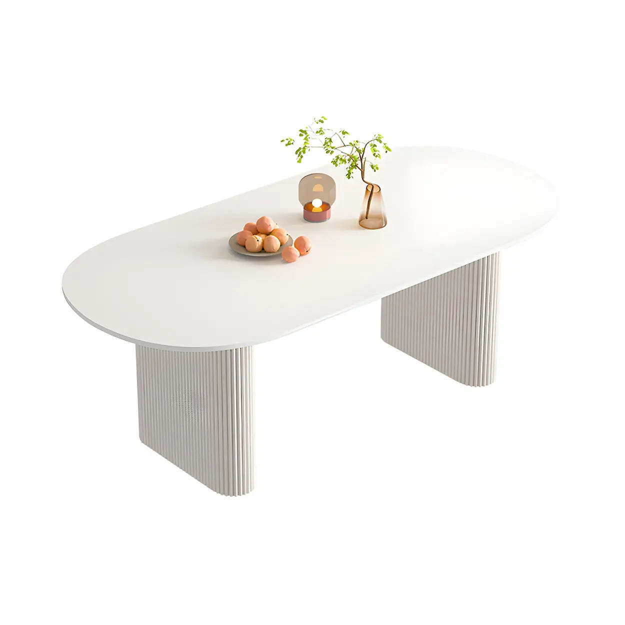 Scandinavian Oval White Stone Dining Table