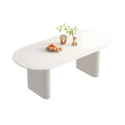 Scandinavian Oval White Stone Dining Table