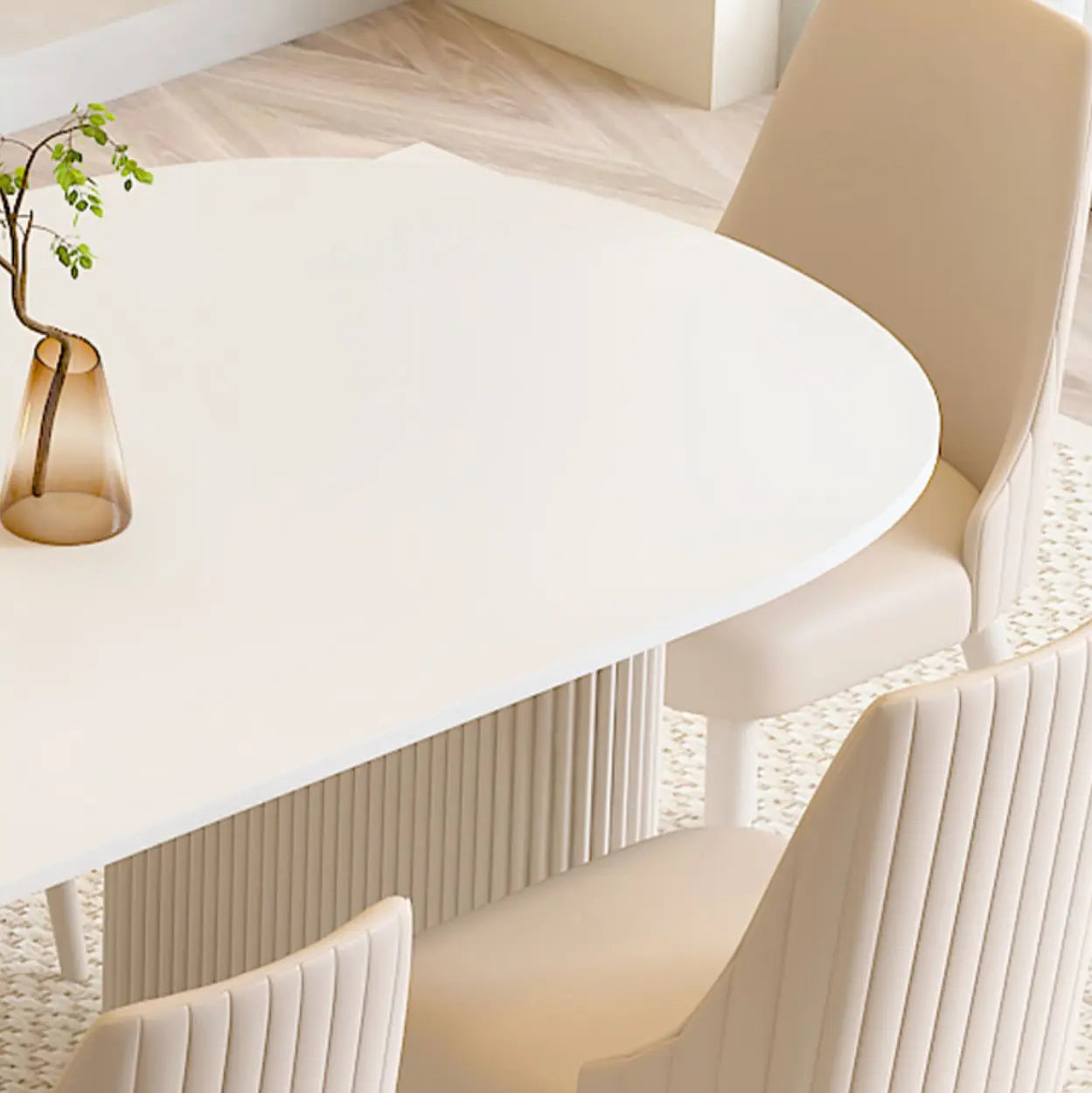 Scandinavian Oval White Stone Dining Table