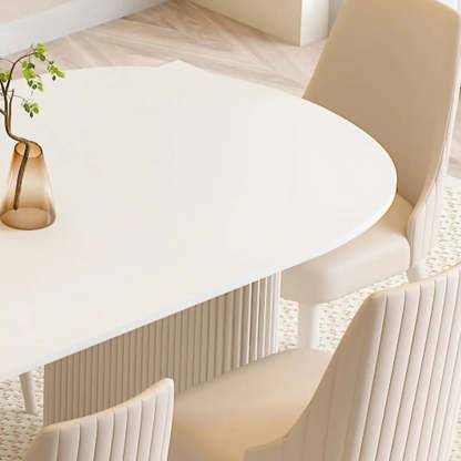 Scandinavian Oval White Stone Dining Table