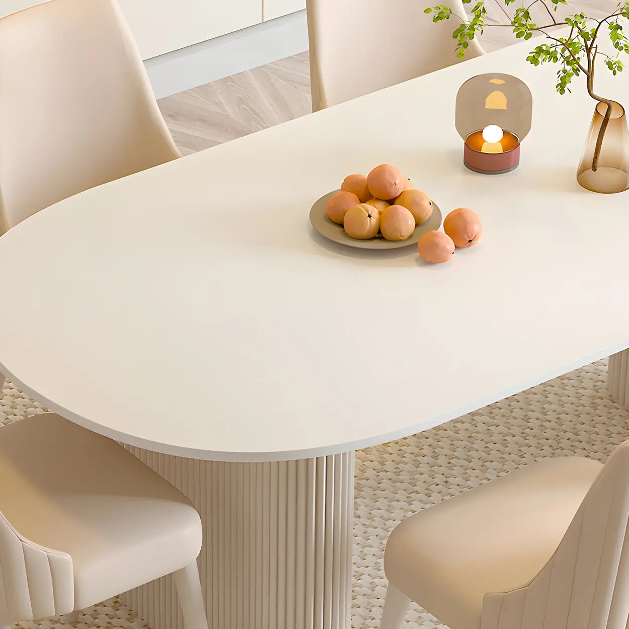 Scandinavian Oval White Stone Dining Table