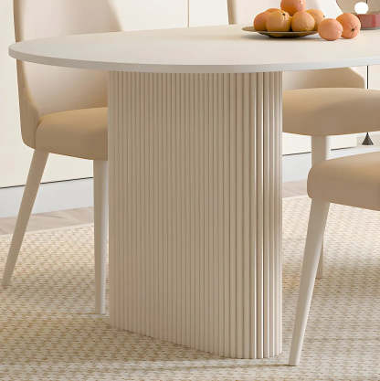 Scandinavian Oval White Stone Dining Table