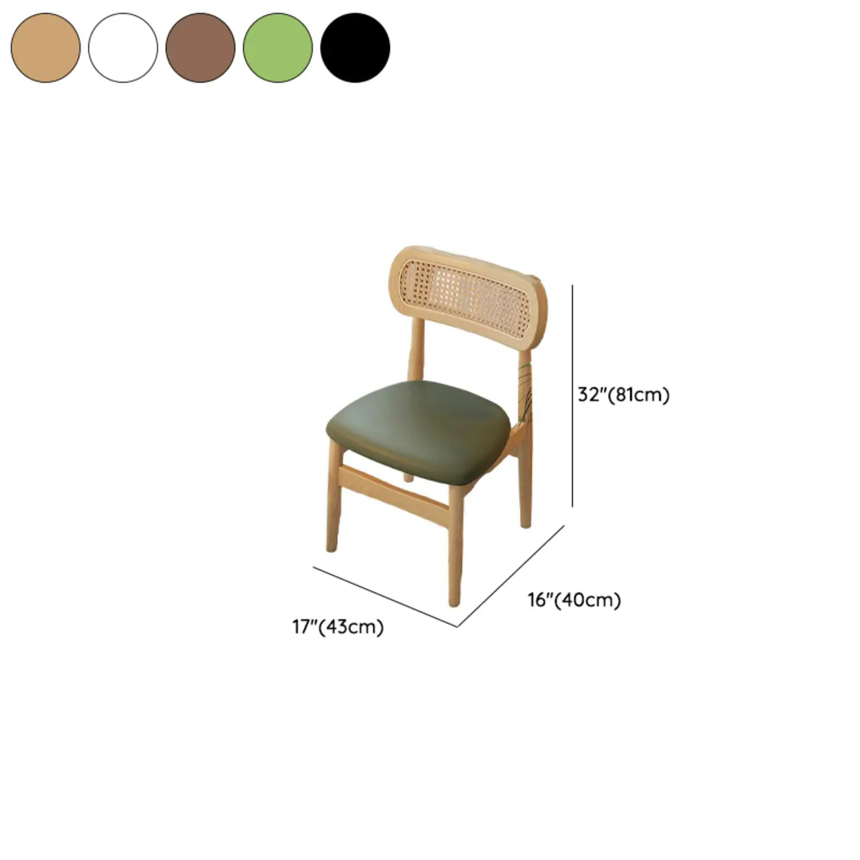 Scandinavian Rattan Open-Back Cushioned Dining Chair