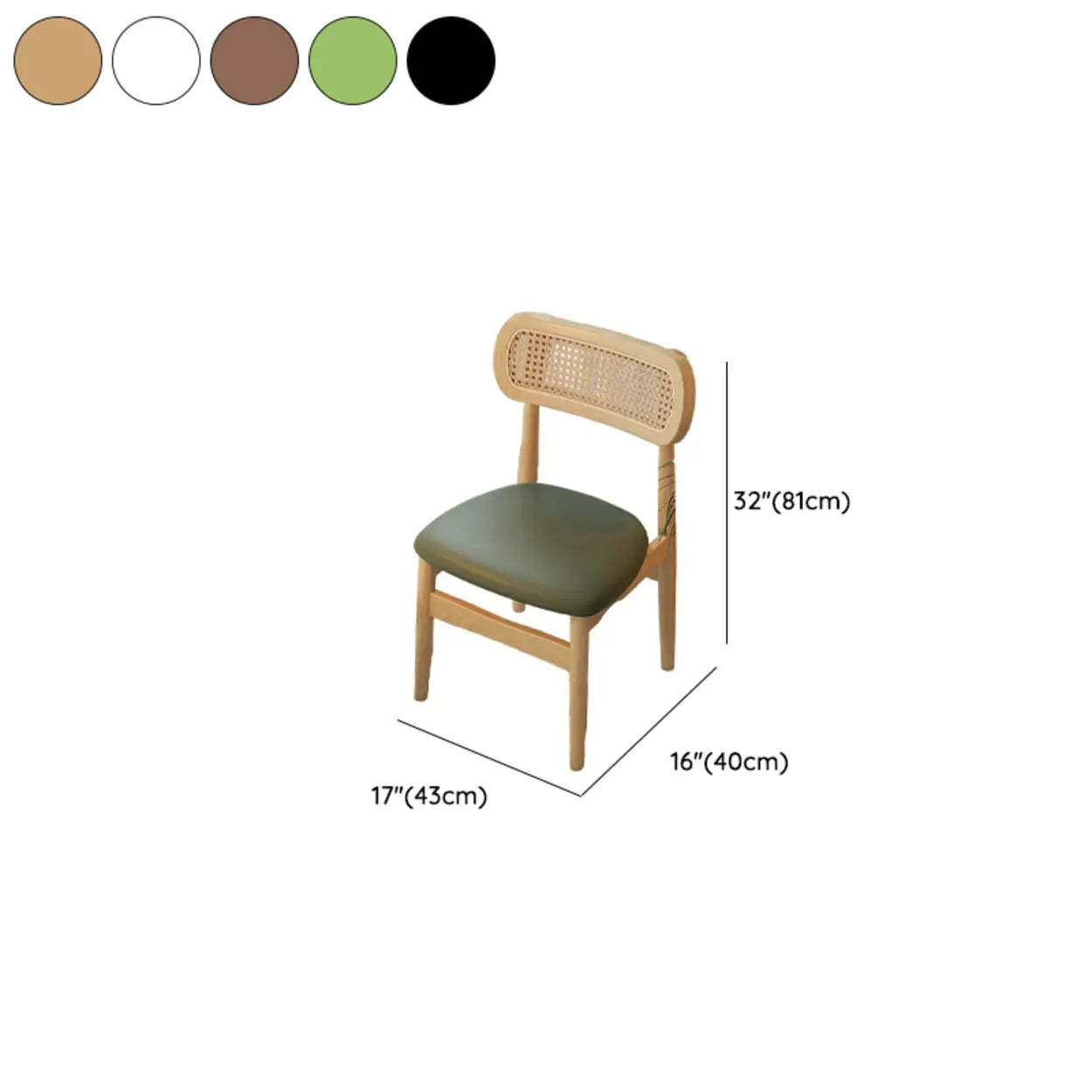 Scandinavian Rattan Open-Back Cushioned Dining Chair