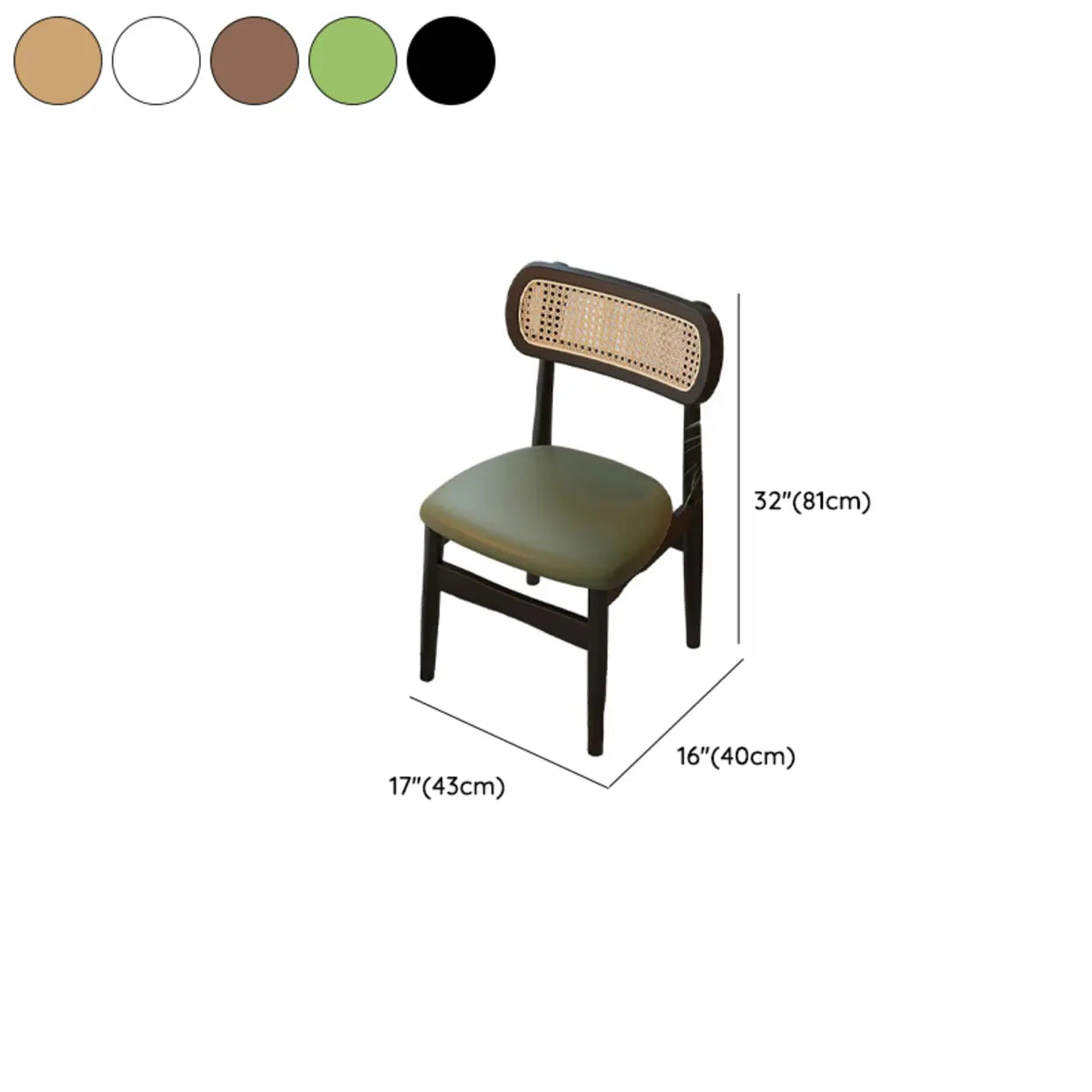 Scandinavian Rattan Open-Back Cushioned Dining Chair