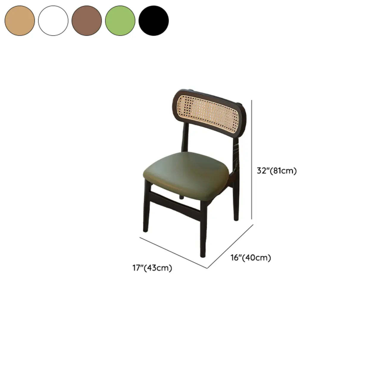 Scandinavian Rattan Open-Back Cushioned Dining Chair