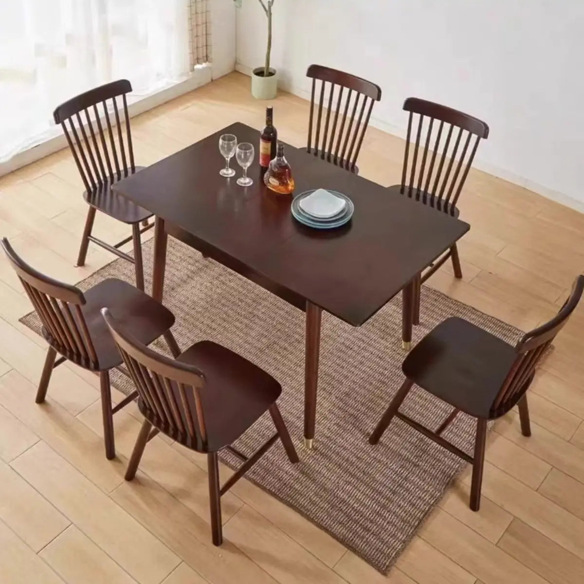 Scandinavian Rectangular Brown Wood Extendable Dining Table — Natural / Without Chairs