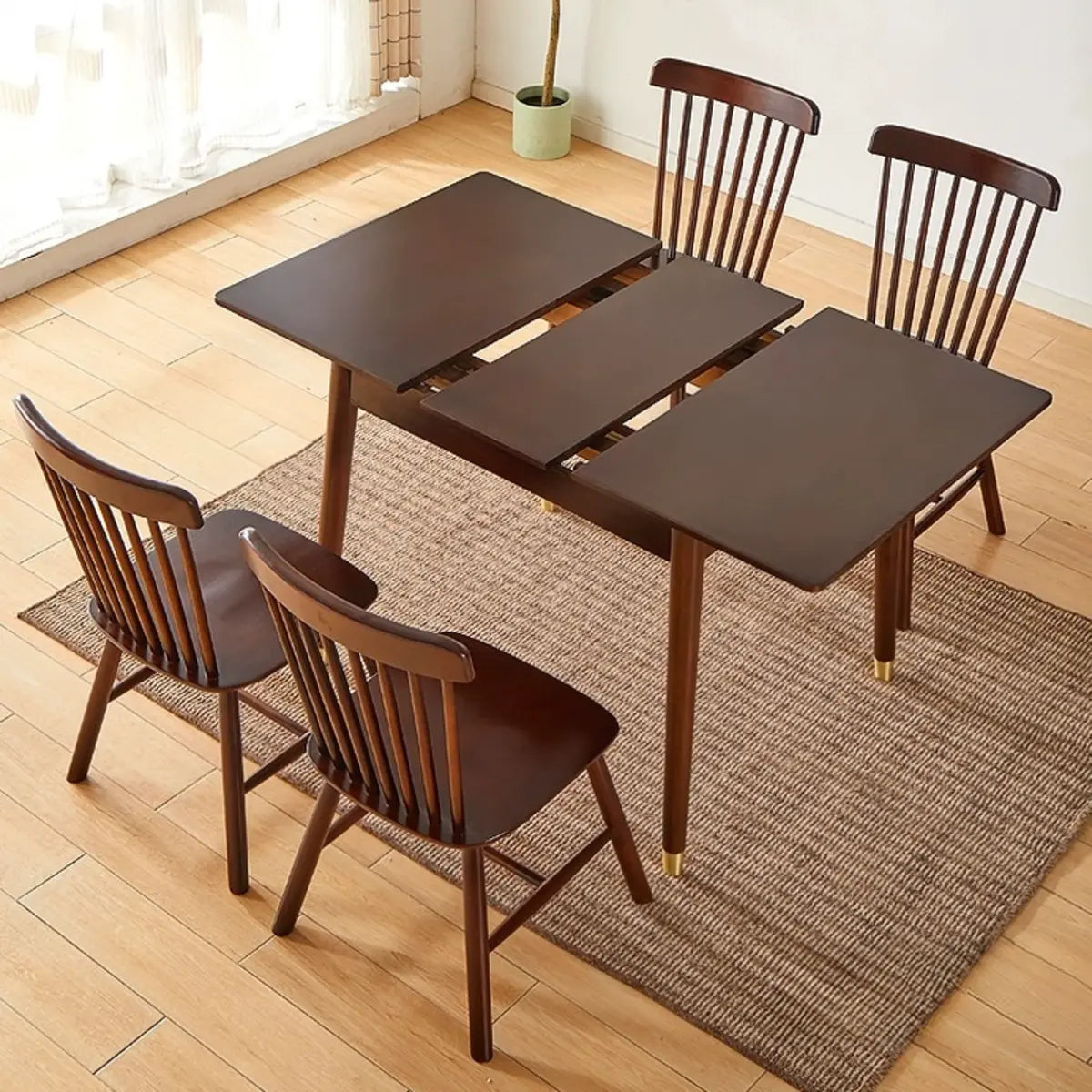 Scandinavian Rectangular Brown Wood Extendable Dining Table — Natural / Without Chairs