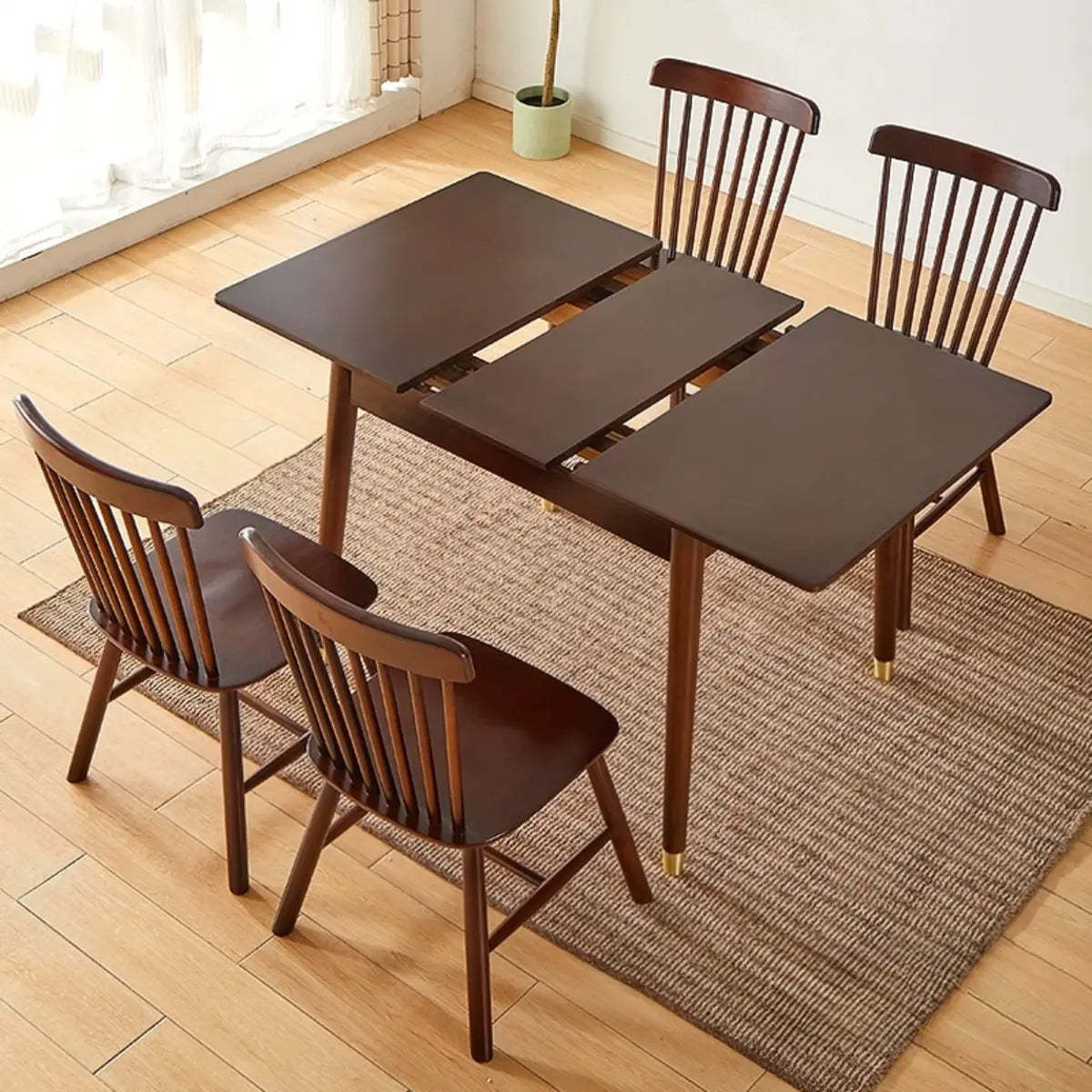 Scandinavian Rectangular Brown Wood Extendable Dining Table — Natural / Without Chairs