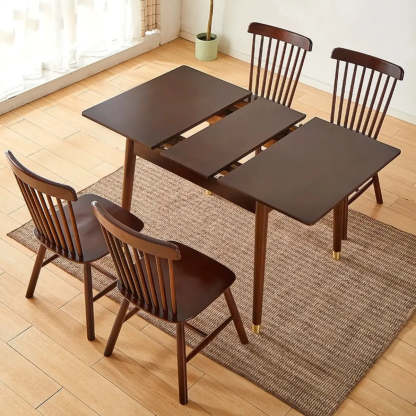 Scandinavian Rectangular Brown Wood Extendable Dining Table — Natural / Without Chairs