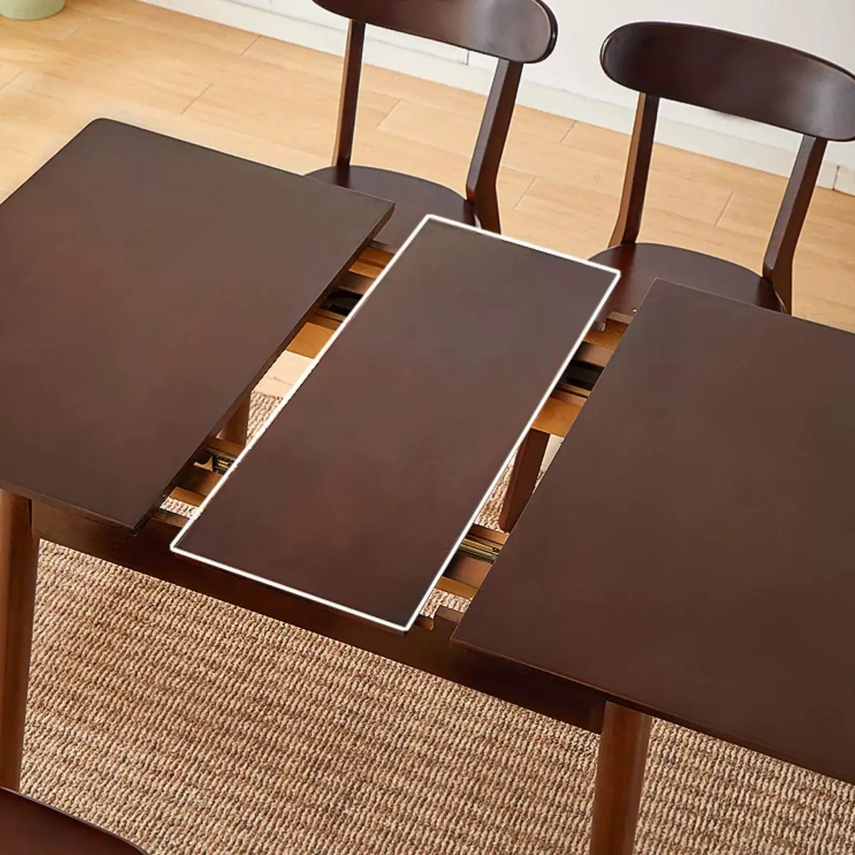 Scandinavian Rectangular Brown Wood Extendable Dining Table — Walnut / Without Chairs