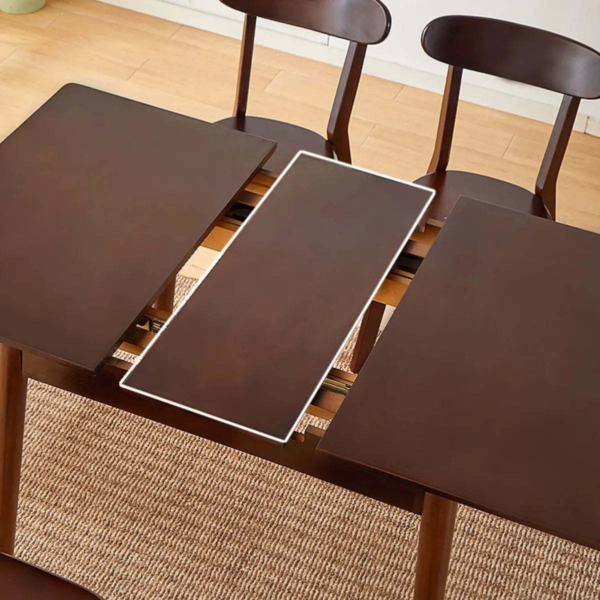 Scandinavian Rectangular Brown Wood Extendable Dining Table — Walnut / Without Chairs