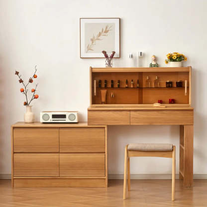 Scandinavian Wood Sliding Makeup Vanity