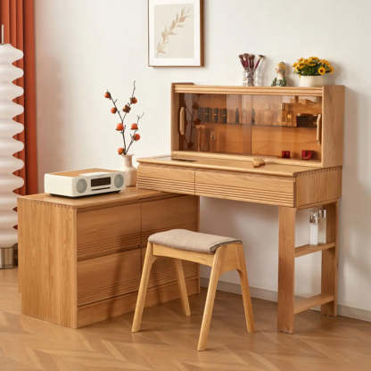 Scandinavian Wood Sliding Makeup Vanity