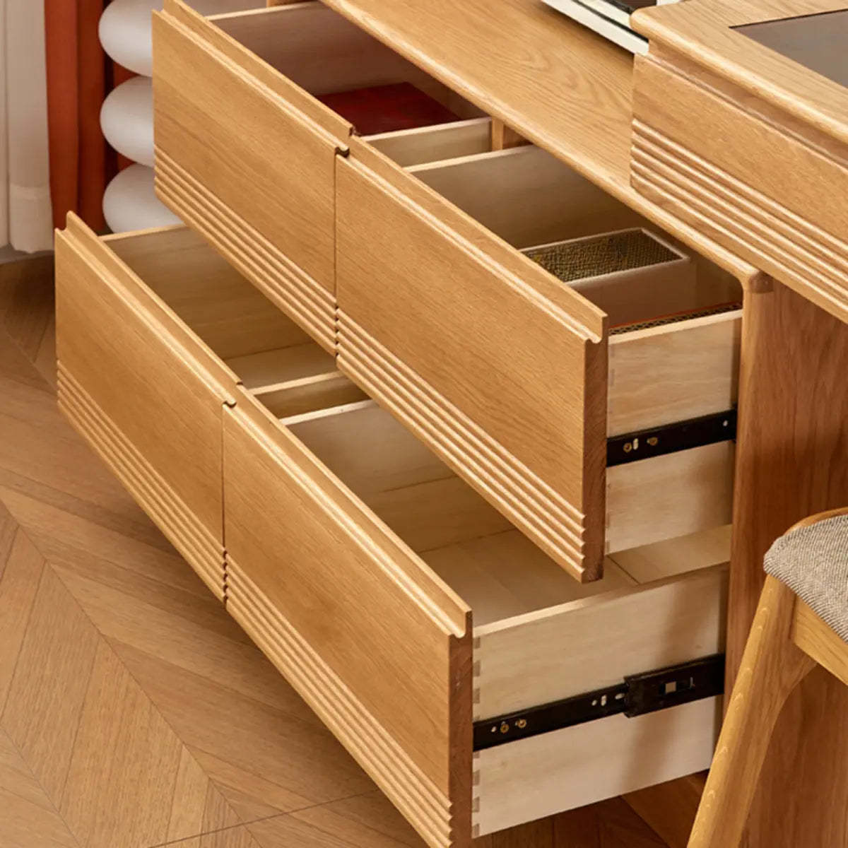 Scandinavian Wood Sliding Makeup Vanity