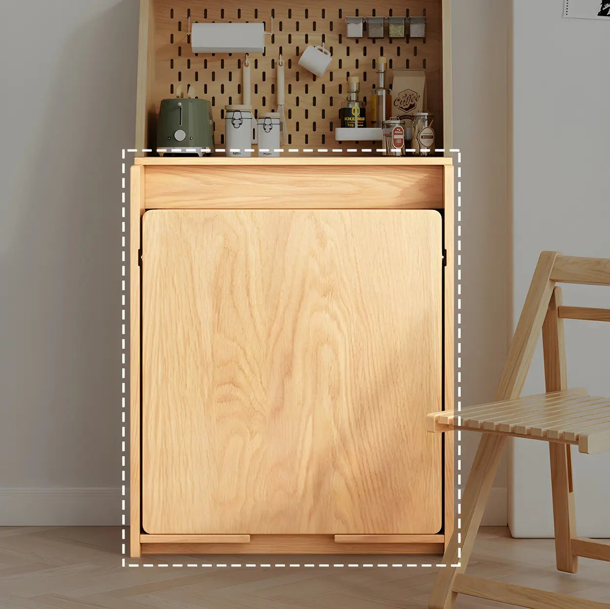 Scandinavian Natural Wood Dining Table with Storage