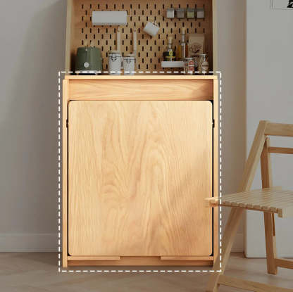 Scandinavian Natural Wood Dining Table with Storage