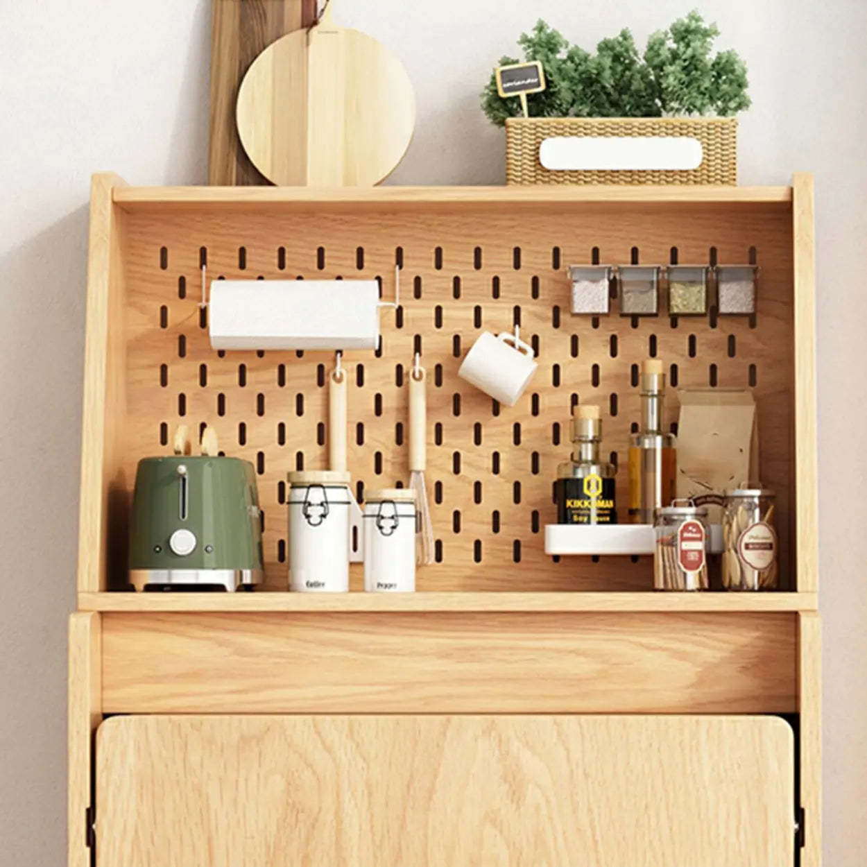 Scandinavian Natural Wood Dining Table with Storage