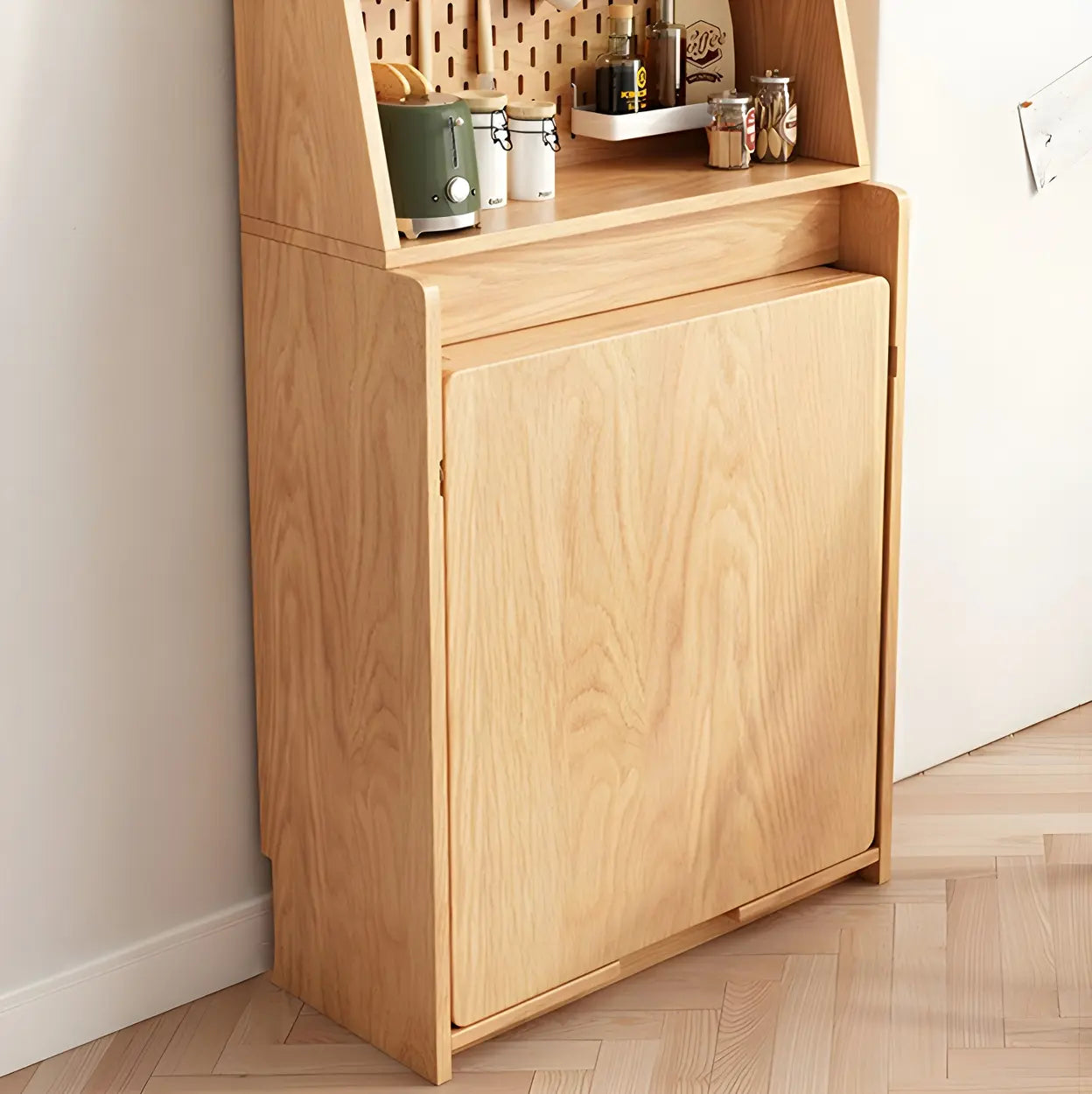 Scandinavian Natural Wood Dining Table with Storage