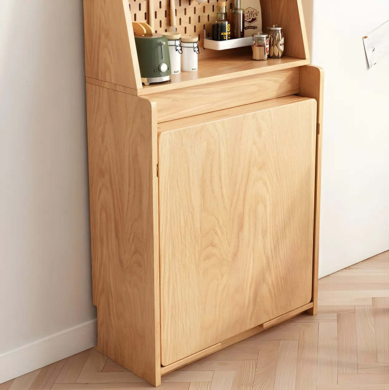 Scandinavian Natural Wood Dining Table with Storage