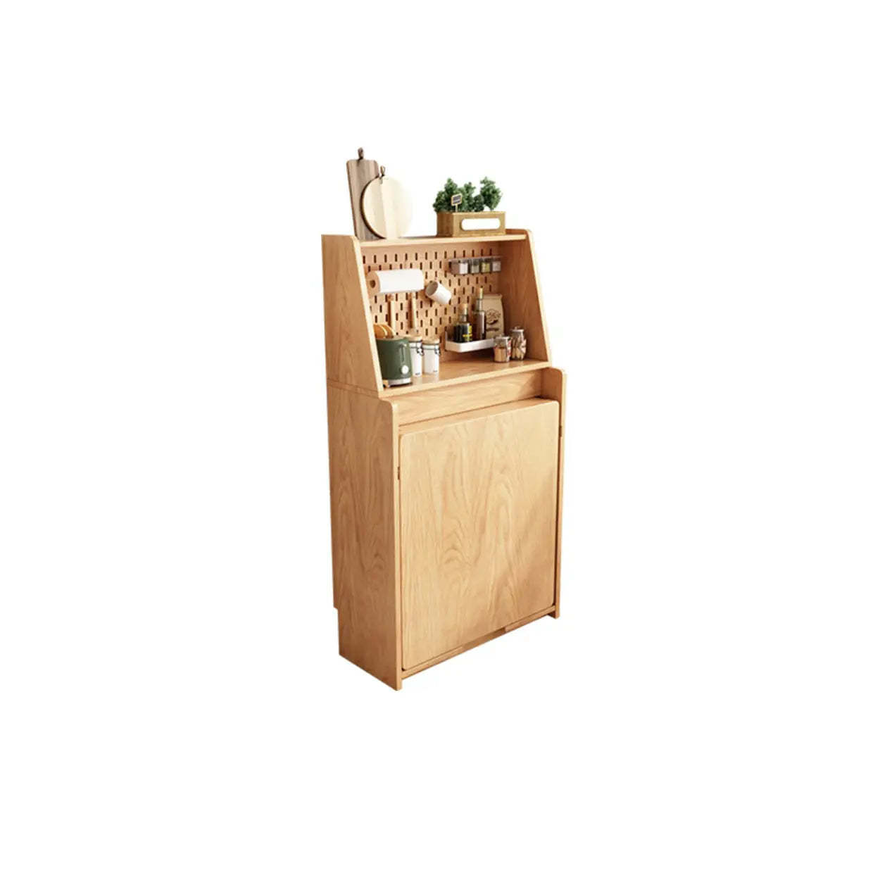 Scandinavian Natural Wood Dining Table with Storage