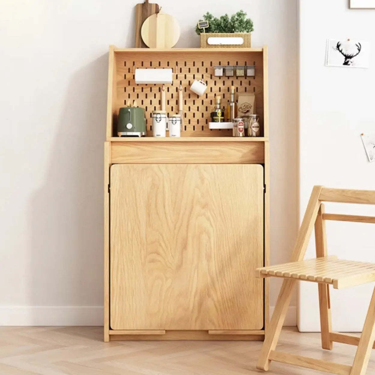 Scandinavian Natural Wood Dining Table with Storage
