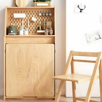 Scandinavian Natural Wood Dining Table with Storage
