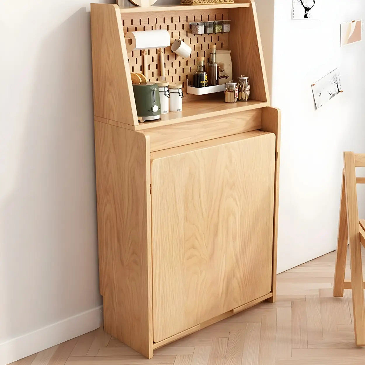 Scandinavian Natural Wood Dining Table with Storage