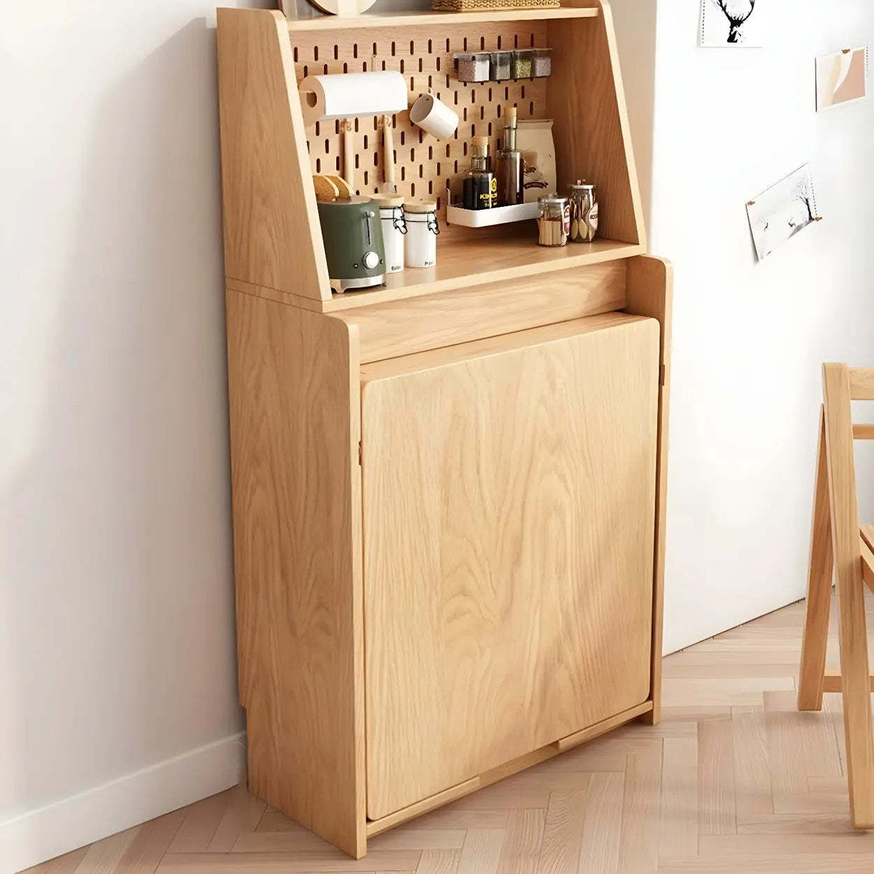 Scandinavian Natural Wood Dining Table with Storage